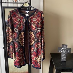 Knit patterned cardigan sweater